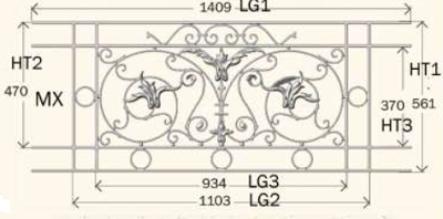 railing, body-guard, balcony grill, cross balconie, cast iron and wrought iron_Birdie_MX