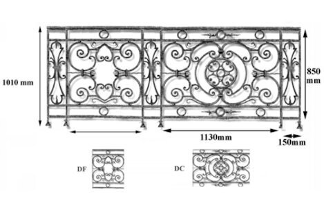  balustrade, body-guard, baluster, railing, cast iron and wrought iron_BIRDIE-DC