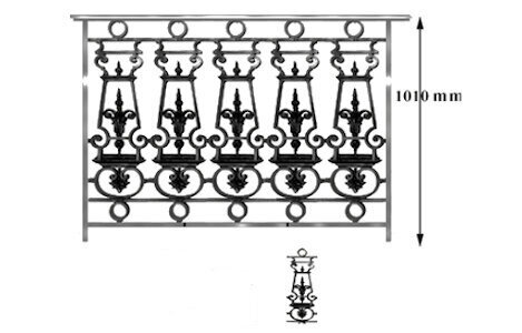  balustrade, body-guard, baluster, railing, cast iron and wrought iron_BIRDIE-HB