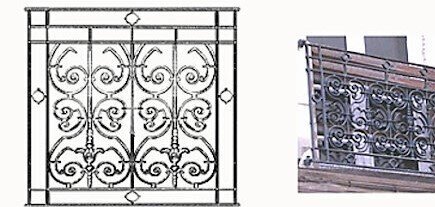  balustrade, body-guard, baluster, railing, cast iron and wrought iron_BIRDIE-HE