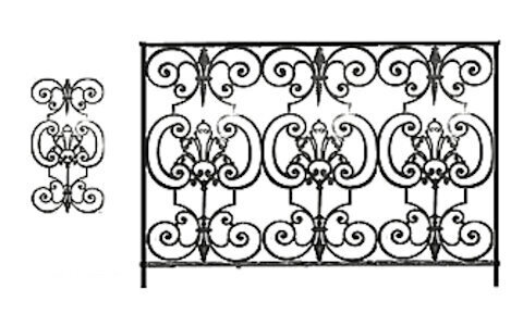  balustrade, body-guard, baluster, railing, cast iron and wrought iron_BIRDIE-HL