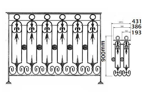  balustrade, body-guard, baluster, railing, cast iron and wrought iron_BIRDIE-LA