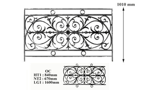 balustrade, body-guard, baluster, railing, cast iron and wrought iron_BIRDIE-OC