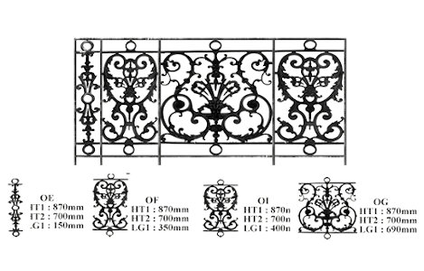  balustrade, body-guard, baluster, railing, cast iron and wrought iron_BIRDIE-OE-OF-OG-OI