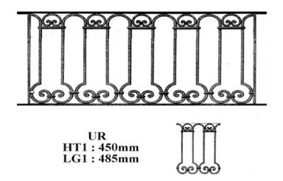 railing, body-guard, balcony grill, cross balconie, cast iron and wrought iron_Birdie_UR