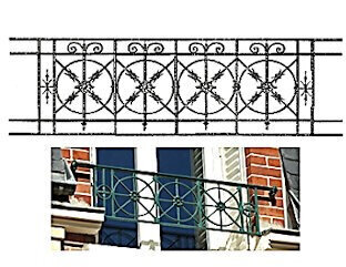 railing, body-guard, balcony grill, cross balconie, cast iron and wrought iron_Birdie_YY